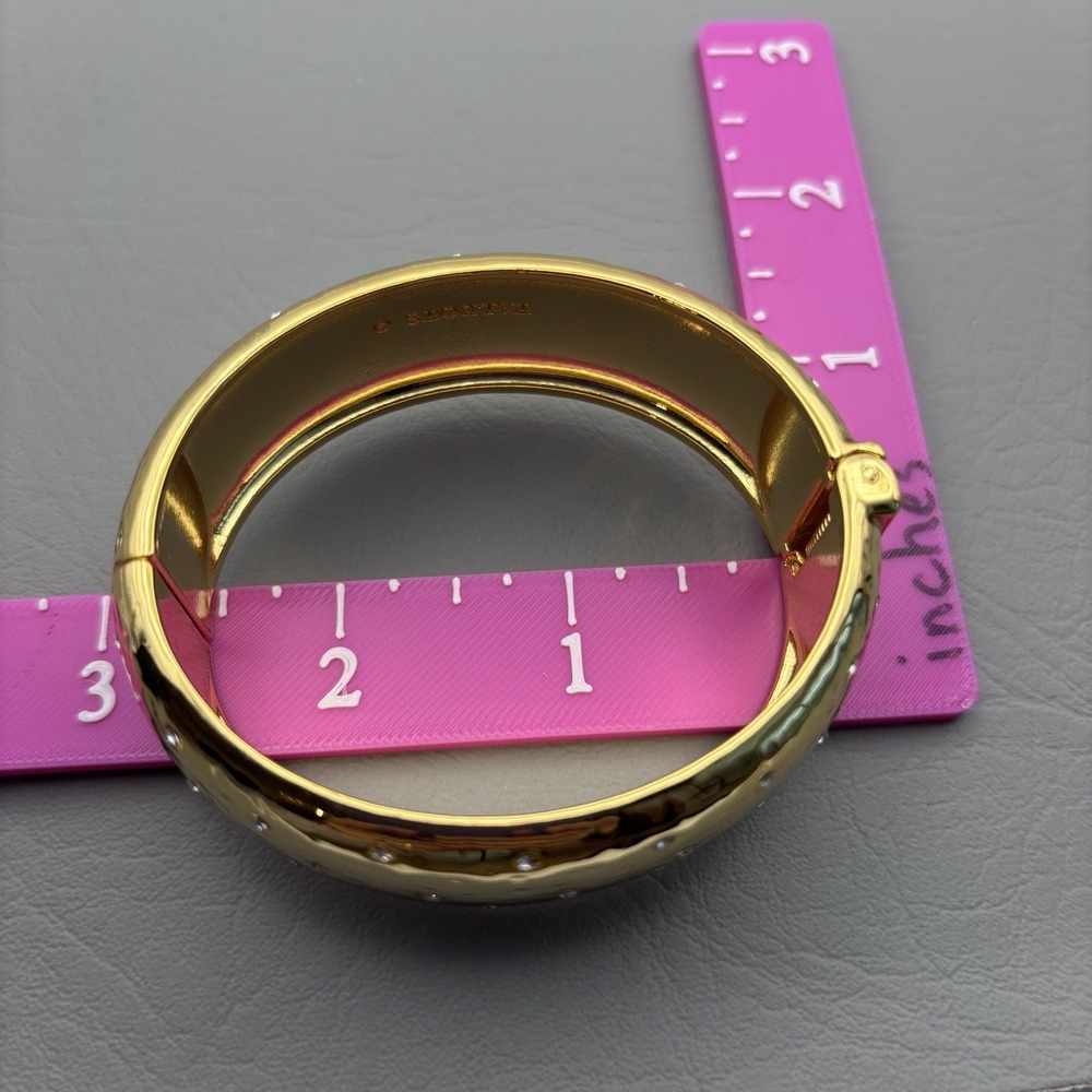 Talbots‎ Gold Tone Rhinestone Hinged Bracelet - Picture 12 of 13